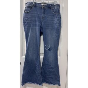Women's Jeans Hearts Valentines Day 16 W 33 Inseam Wide Flare Leg